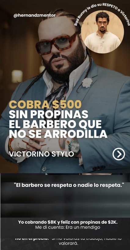 Diseño del carrusel de Instagram creado para Victorino Stylo