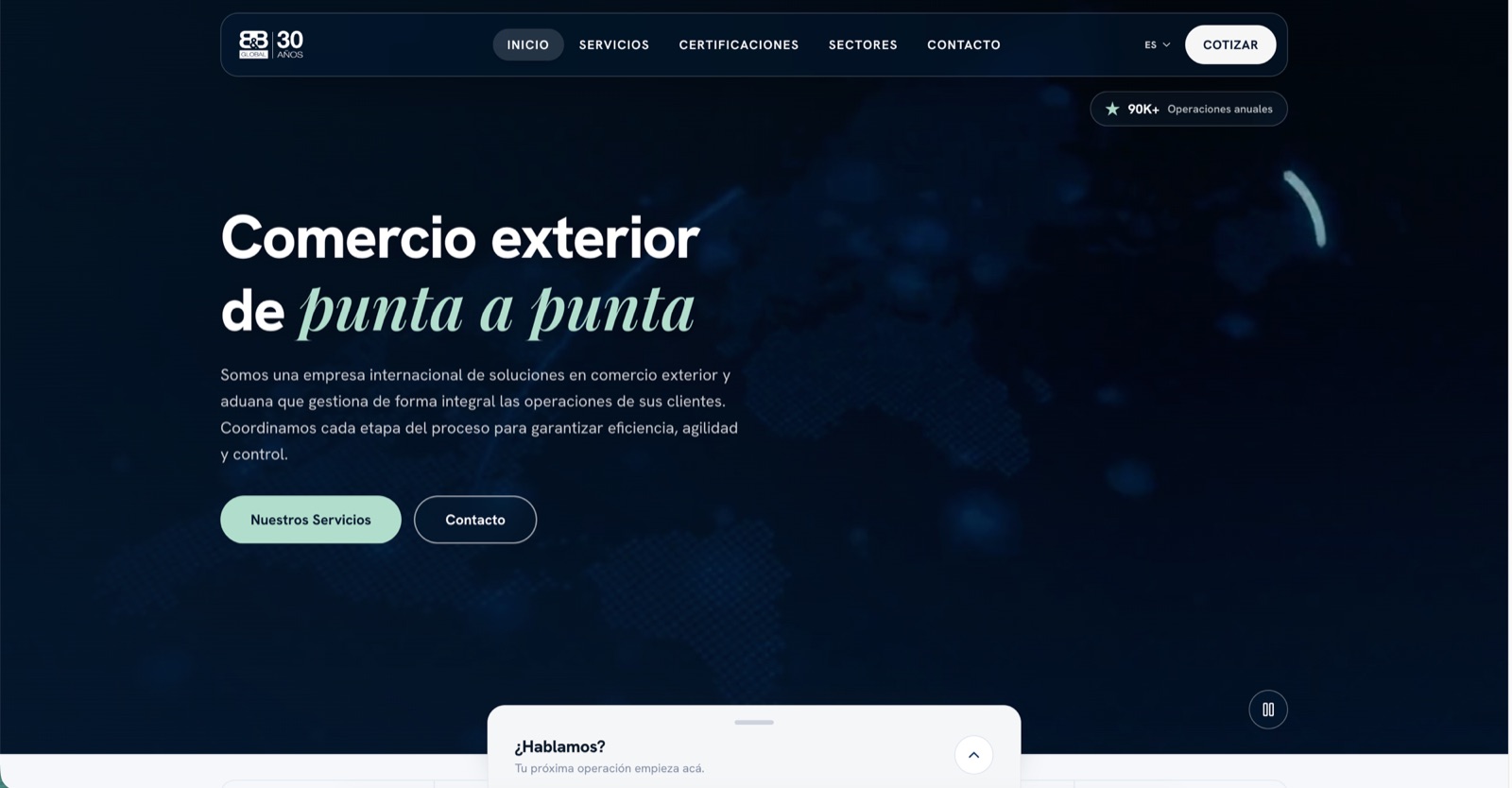 Web corporativa para una empresa de comercio exterior